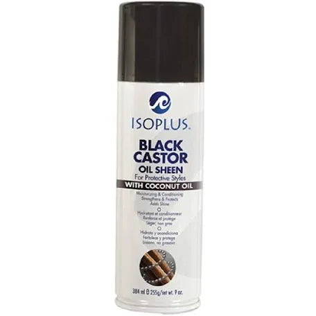 Isoplus Black Castor Oil Sheen Spray with Coconut Oil, 9 Oz.