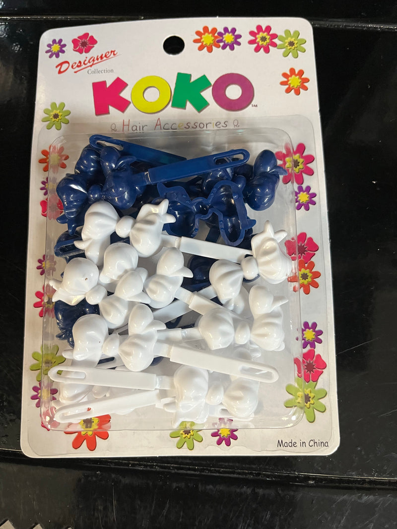 Koko Blue and White Barrettes